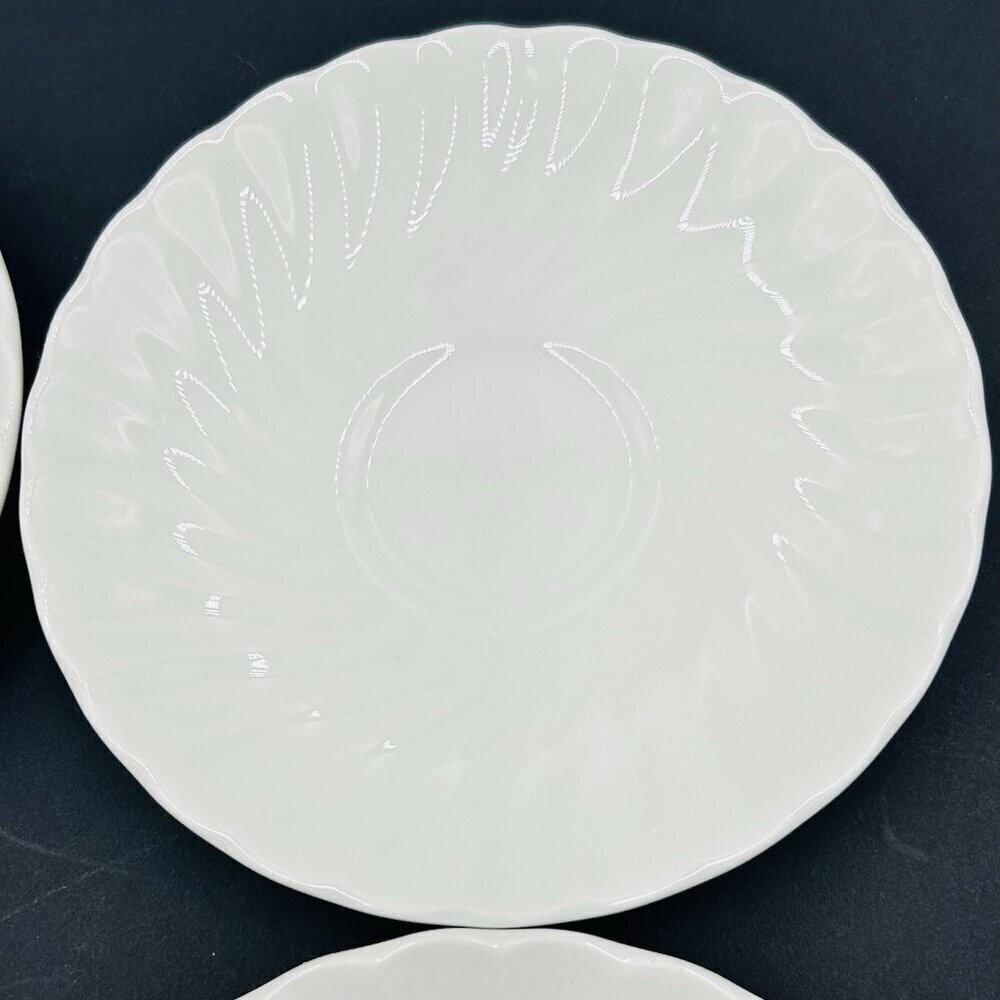 Johnson Brothers White Regency Swirl Ironstone Teacup Saucers England Set Of 4 - Picture 7 of 13